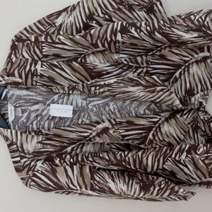 New Christopher & Banks Brown & White Linen Blend Jacket Size X 14